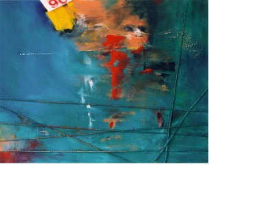 Gefangen, Captured, 1993
Oil and metal strings on canvas
90 x 110 cm