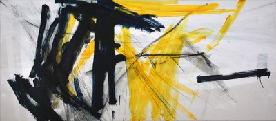 Yellow- Black, 2023 Oil and graphite on canvas 85 x 195 cm