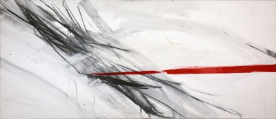 Velocity, 2023 Oil and graphite on canvas 90 x 210 cm